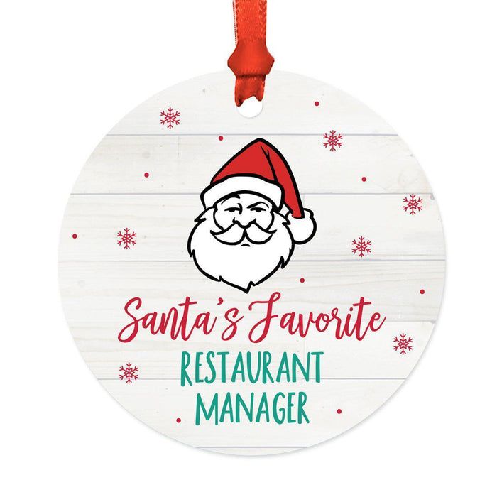 Santa's Favorite Restaurant Round Metal Ornament Collection-Set of 1-Andaz Press-Baker-