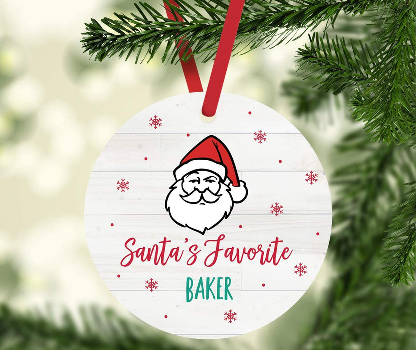 Santa's Favorite Restaurant Round Metal Ornament Collection-Set of 1-Andaz Press-Baker-