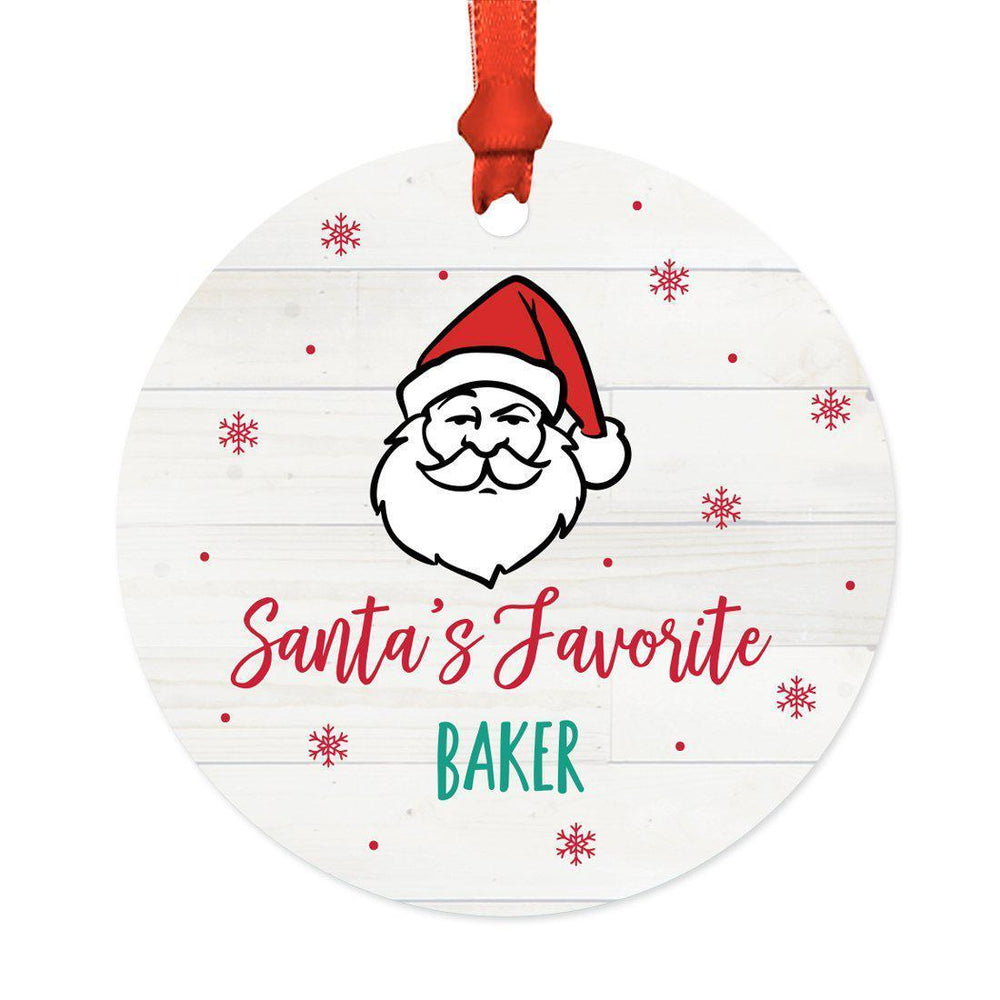 Santa's Favorite Restaurant Round Metal Ornament Collection-Set of 1-Andaz Press-Baker-