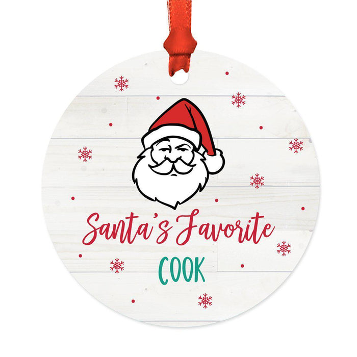 Santa's Favorite Restaurant Round Metal Ornament Collection-Set of 1-Andaz Press-Cook-