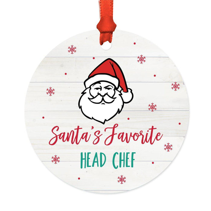 Santa's Favorite Restaurant Round Metal Ornament Collection-Set of 1-Andaz Press-Head Chef-