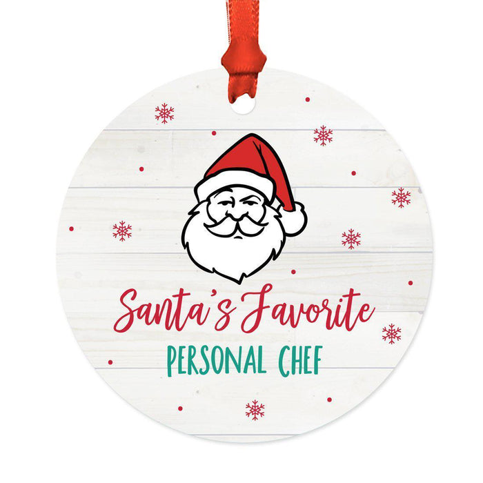 Santa's Favorite Restaurant Round Metal Ornament Collection-Set of 1-Andaz Press-Personal Chef-