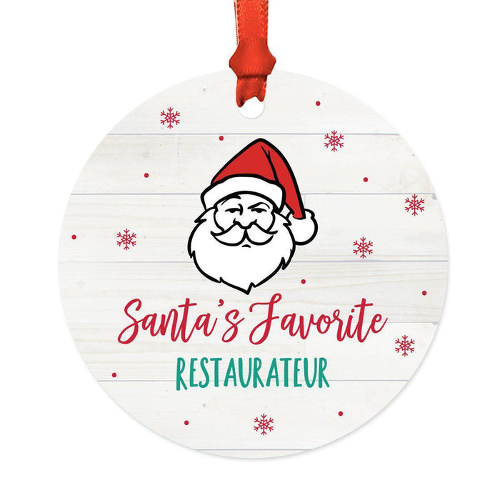 Santa's Favorite Restaurant Round Metal Ornament Collection-Set of 1-Andaz Press-Restaurateur-