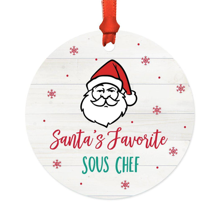 Santa's Favorite Restaurant Round Metal Ornament Collection-Set of 1-Andaz Press-Sous Chef-