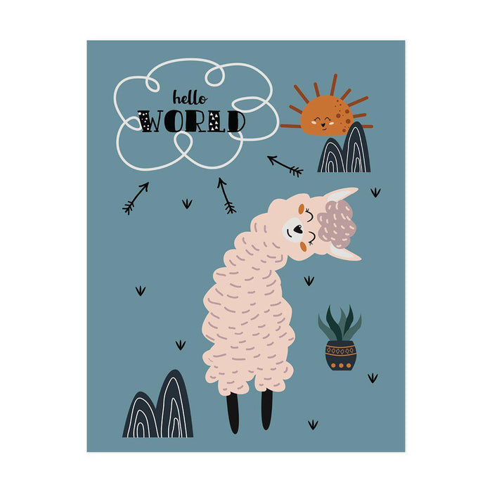 Scandinavian Hello Llama Kids Wall Art Collection-Set of 1-Andaz Press-Be Brave-