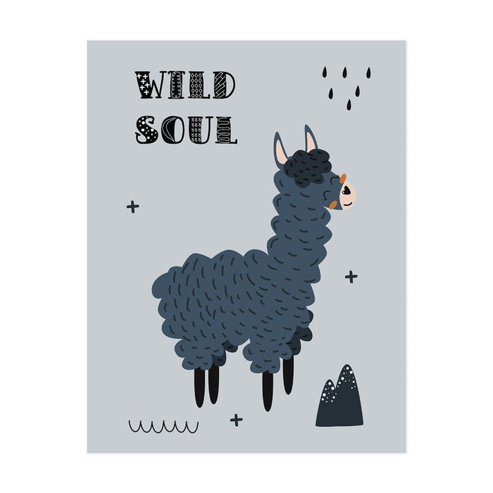 Scandinavian Hello Llama Kids Wall Art Collection-Set of 1-Andaz Press-Be Brave-