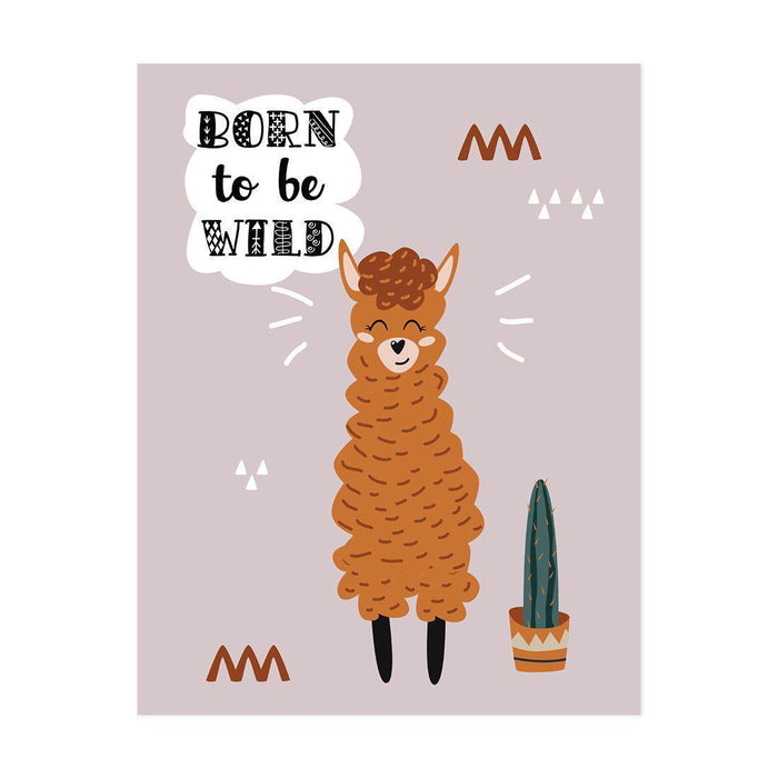 Scandinavian Hello Llama Kids Wall Art Collection-Set of 1-Andaz Press-Be Wild Llama-