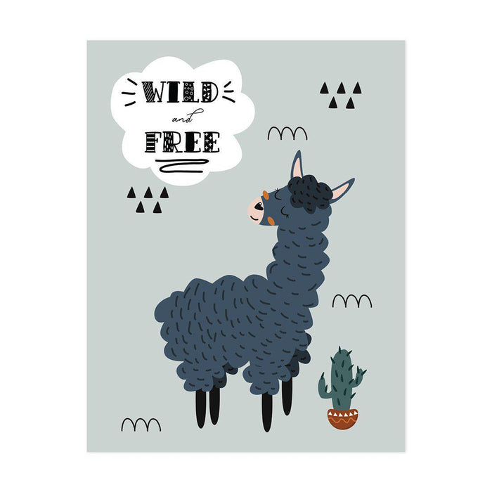 Scandinavian Hello Llama Kids Wall Art Collection-Set of 1-Andaz Press-Wild And Free-