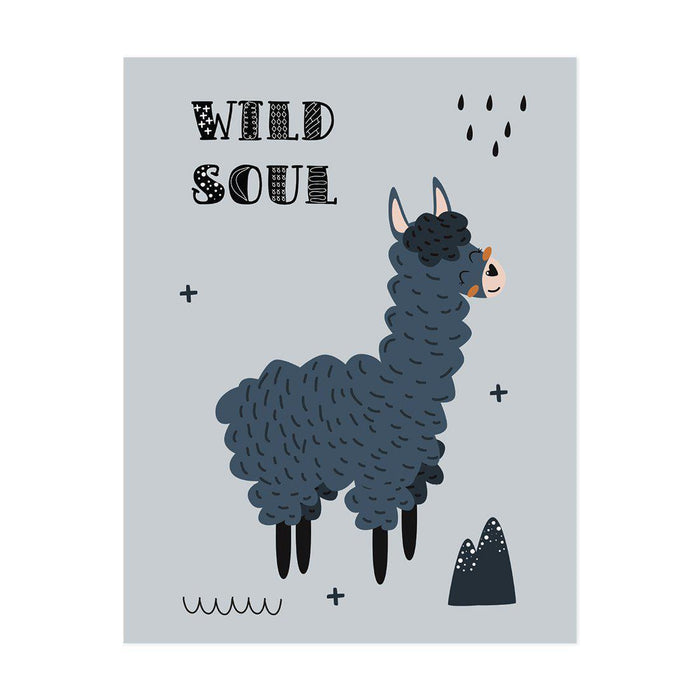 Scandinavian Hello Llama Kids Wall Art Collection-Set of 1-Andaz Press-Wild Soul-