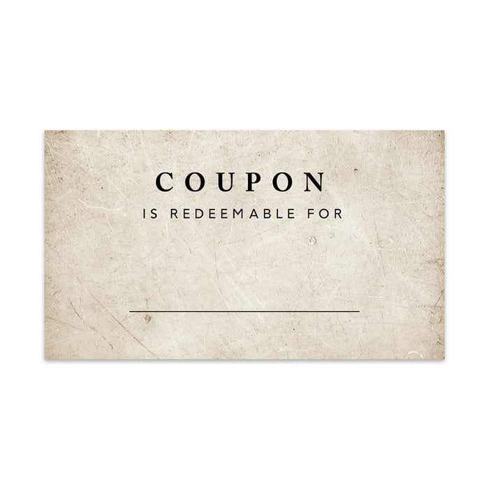 Script Blank Coupon Is Redeemable For Voucher Cards, Redeem Discount Small Business-Set of 100-Andaz Press-Earthy-