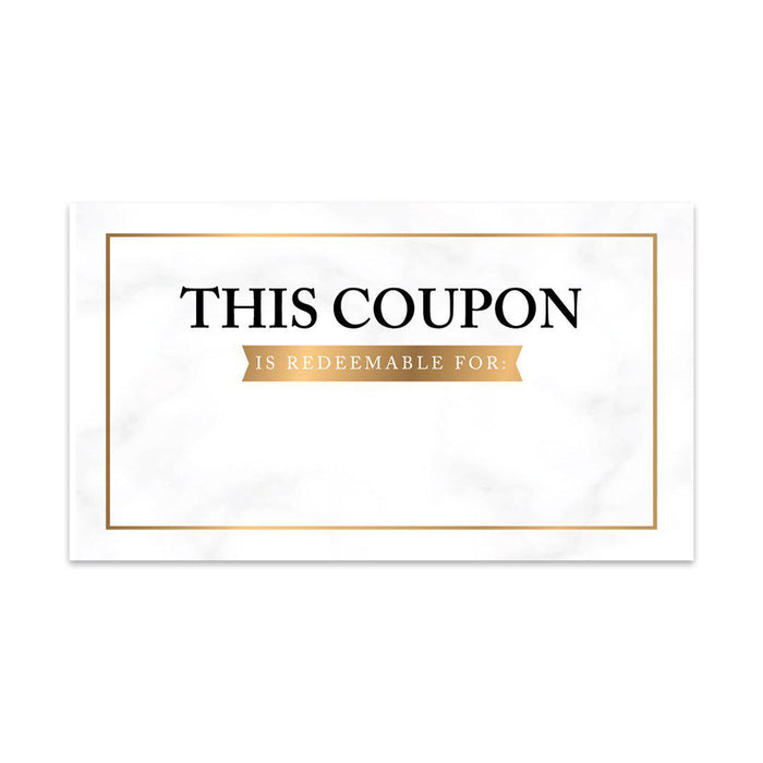 Script Blank Coupon Is Redeemable For Voucher Cards, Redeem Discount Small Business-Set of 100-Andaz Press-Gold Watercolor Marble-