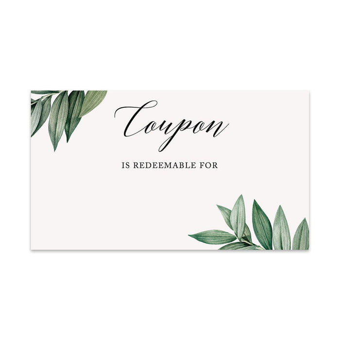 Script Blank Coupon Is Redeemable For Voucher Cards, Redeem Discount Small Business-Set of 100-Andaz Press-Greenery Leaves-