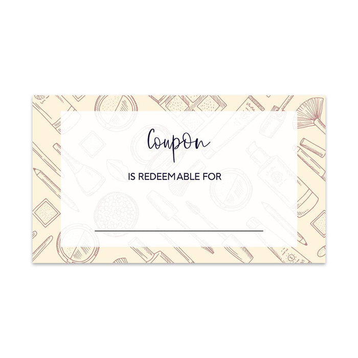 Script Blank Coupon Is Redeemable For Voucher Cards, Redeem Discount Small Business-Set of 100-Andaz Press-Makeup and Beauty-