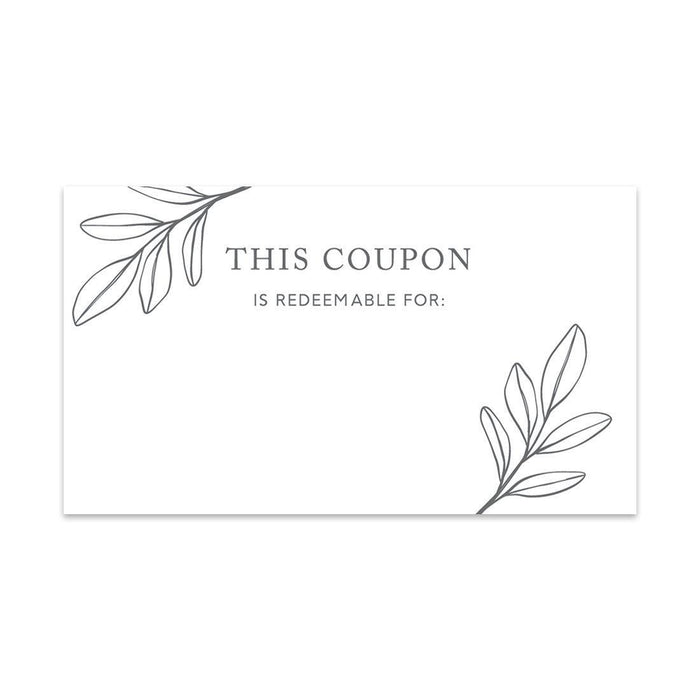 Script Blank Coupon Is Redeemable For Voucher Cards, Redeem Discount Small Business-Set of 100-Andaz Press-Minimal Line Leaf Design-
