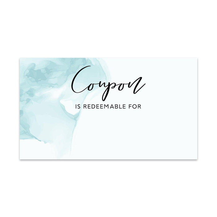 Script Blank Coupon Is Redeemable For Voucher Cards, Redeem Discount Small Business-Set of 100-Andaz Press-Teal Watercolor Blank-