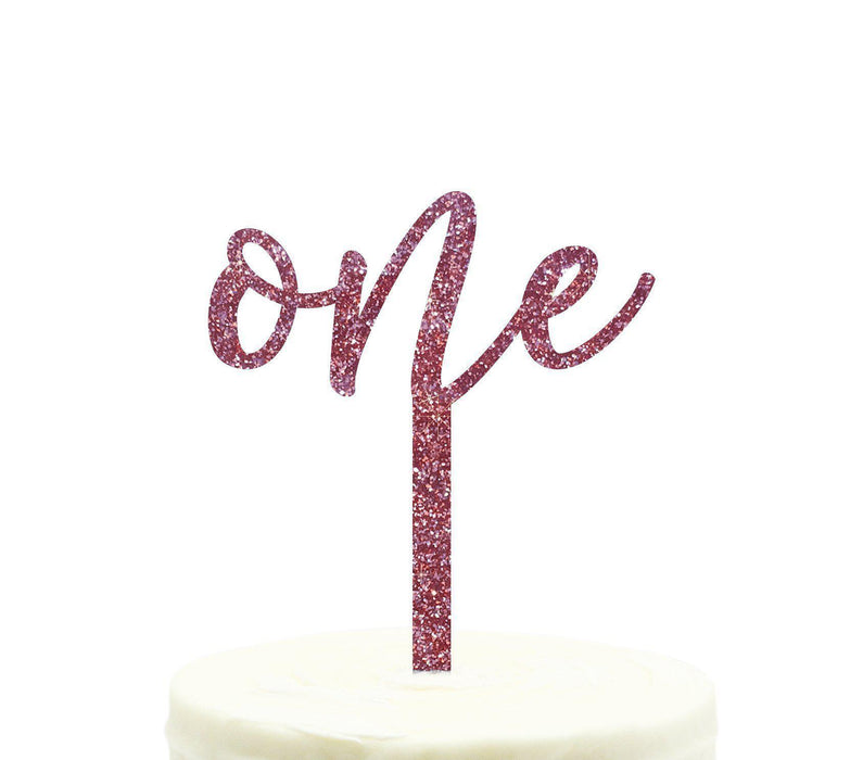 Script Number Glitter Acrylic Birthday Cake Toppers-Set of 1-Andaz Press-Gold-One-