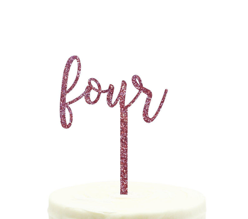 Script Number Glitter Acrylic Birthday Cake Toppers-Set of 1-Andaz Press-Gold-One-