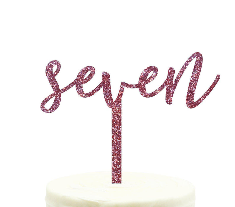 Script Number Glitter Acrylic Birthday Cake Toppers-Set of 1-Andaz Press-Gold-One-