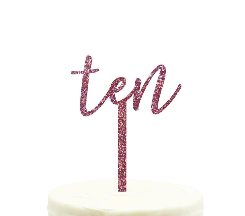 Script Number Glitter Acrylic Birthday Cake Toppers-Set of 1-Andaz Press-Gold-One-