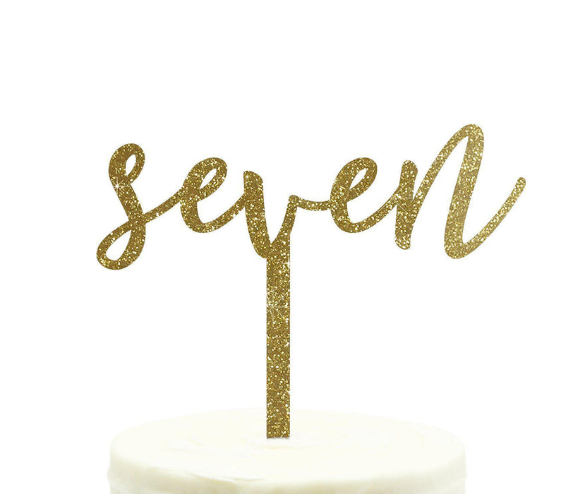 Script Number Glitter Acrylic Birthday Cake Toppers-Set of 1-Andaz Press-Gold-One-