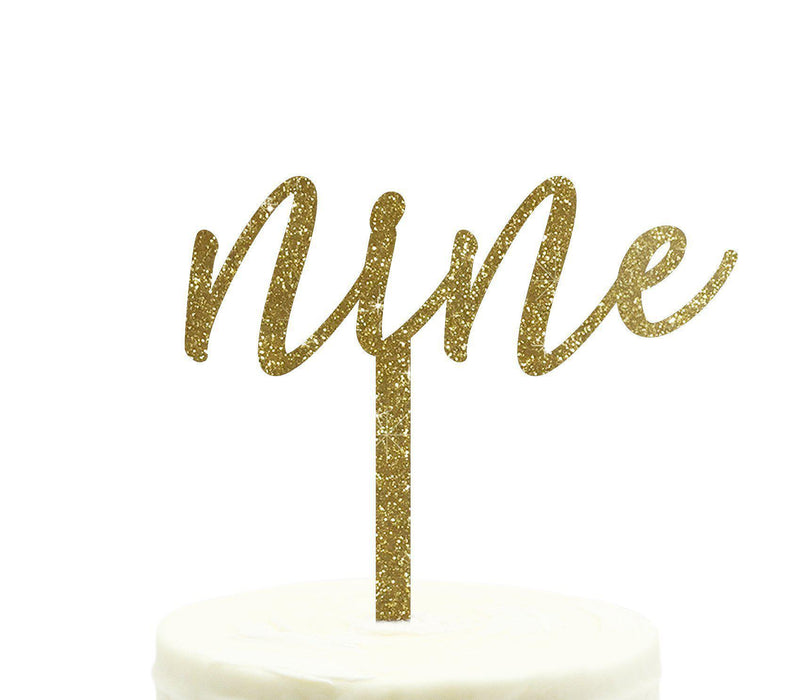 Script Number Glitter Acrylic Birthday Cake Toppers-Set of 1-Andaz Press-Gold-One-