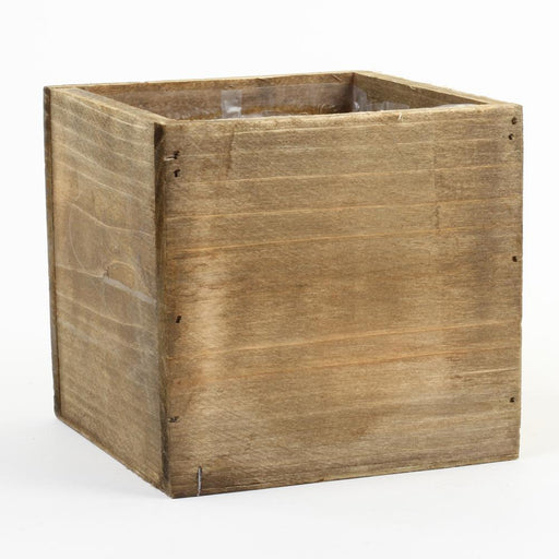 Shabby Brown Square Cube Wood Vase-Set of 6-Koyal Wholesale-4" x 4"-