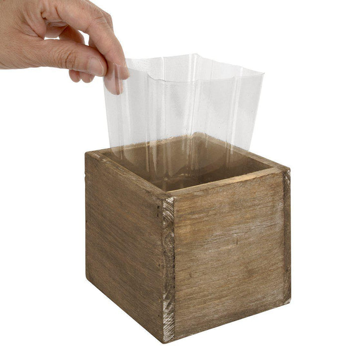 Shabby Brown Square Cube Wood Vase-Set of 6-Koyal Wholesale-4" x 4"-