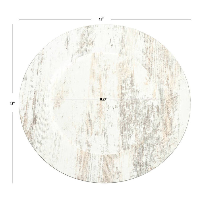 Shabby White Faux Wood Charger Plates-Set of 4-Koyal Wholesale-