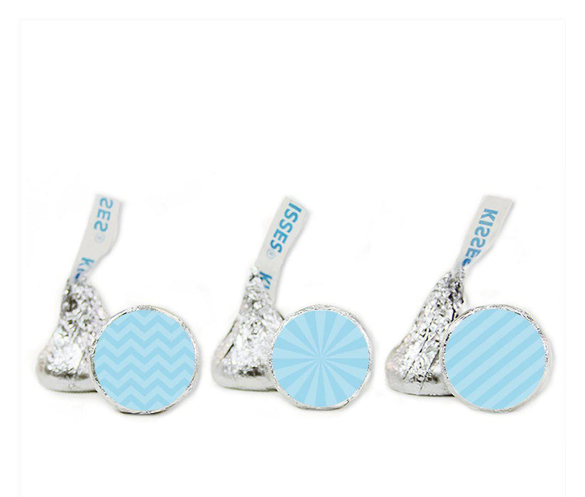 Shadow Stripes, Starburst, Chevron Hershey's Kisses Stickers-Set of 216-Andaz Press-Baby Blue-