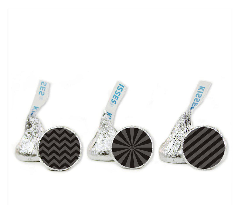 Shadow Stripes, Starburst, Chevron Hershey's Kisses Stickers-Set of 216-Andaz Press-Black-