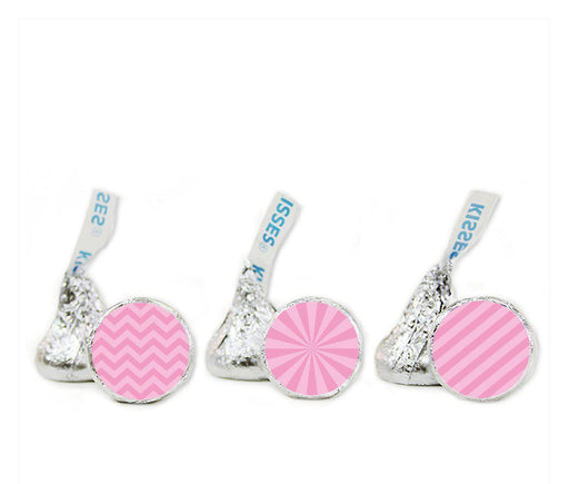 Shadow Stripes, Starburst, Chevron Hershey's Kisses Stickers-Set of 216-Andaz Press-Bubblegum Pink-
