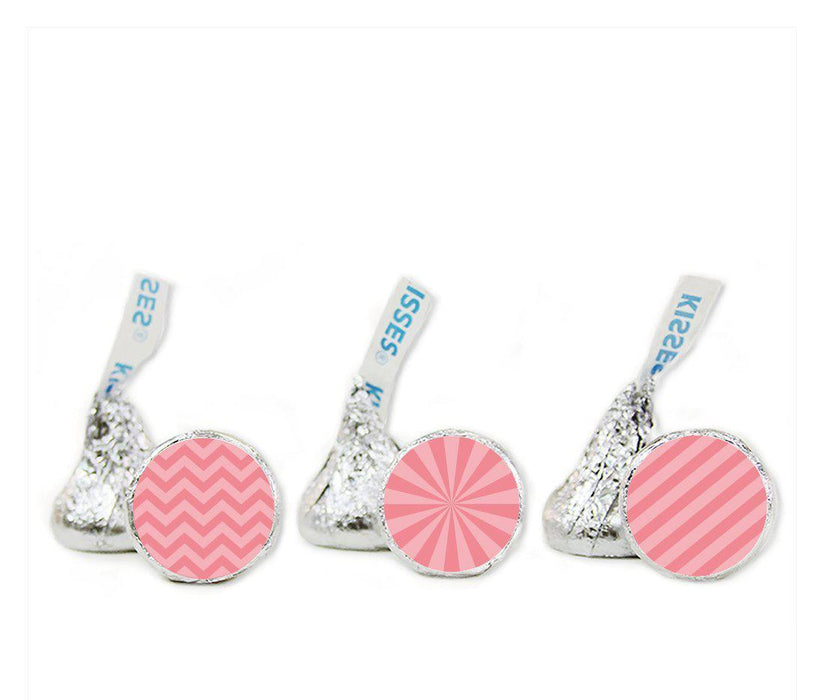 Shadow Stripes, Starburst, Chevron Hershey's Kisses Stickers-Set of 216-Andaz Press-Coral-