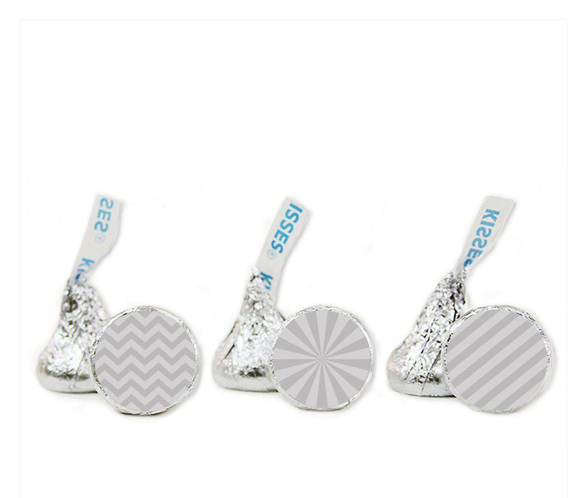 Shadow Stripes, Starburst, Chevron Hershey's Kisses Stickers-Set of 216-Andaz Press-Gray-