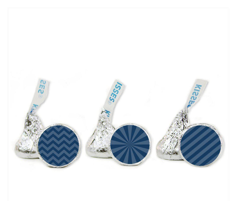 Shadow Stripes, Starburst, Chevron Hershey's Kisses Stickers-Set of 216-Andaz Press-Navy Blue-