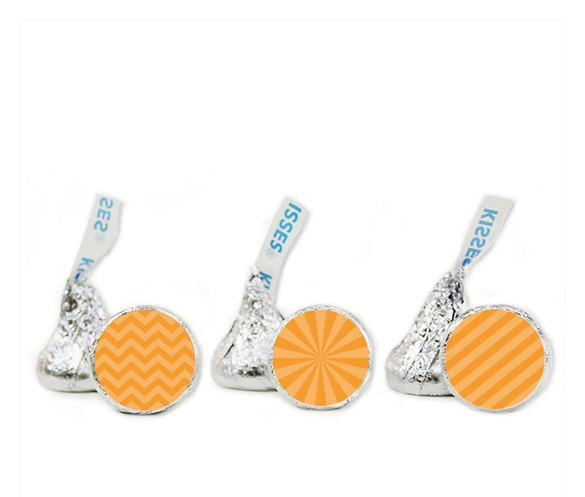 Shadow Stripes, Starburst, Chevron Hershey's Kisses Stickers-Set of 216-Andaz Press-Orange-