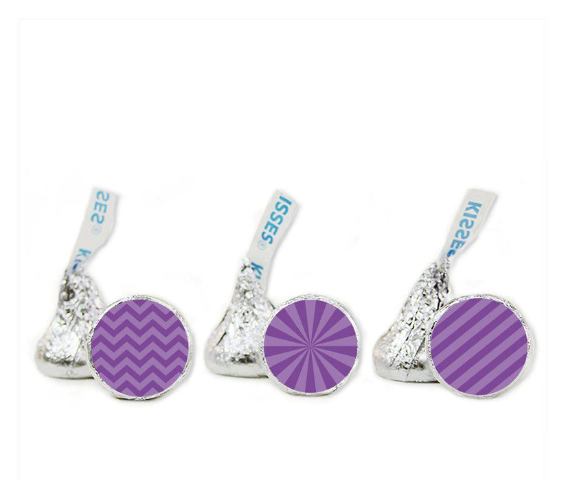 Shadow Stripes, Starburst, Chevron Hershey's Kisses Stickers-Set of 216-Andaz Press-Purple-