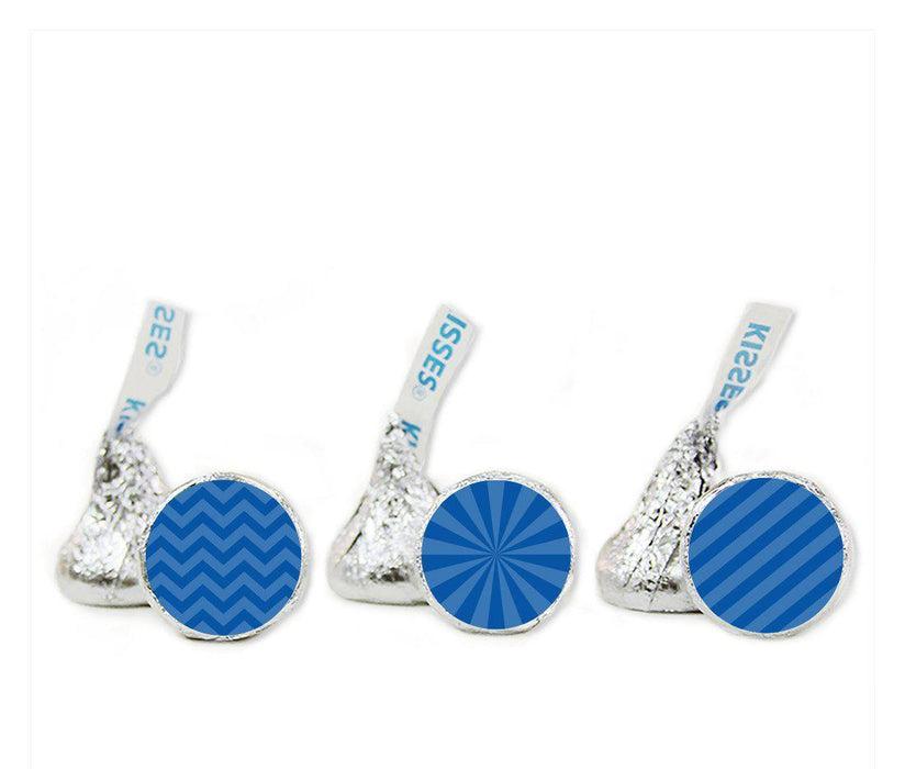Shadow Stripes, Starburst, Chevron Hershey's Kisses Stickers-Set of 216-Andaz Press-Royal Blue-