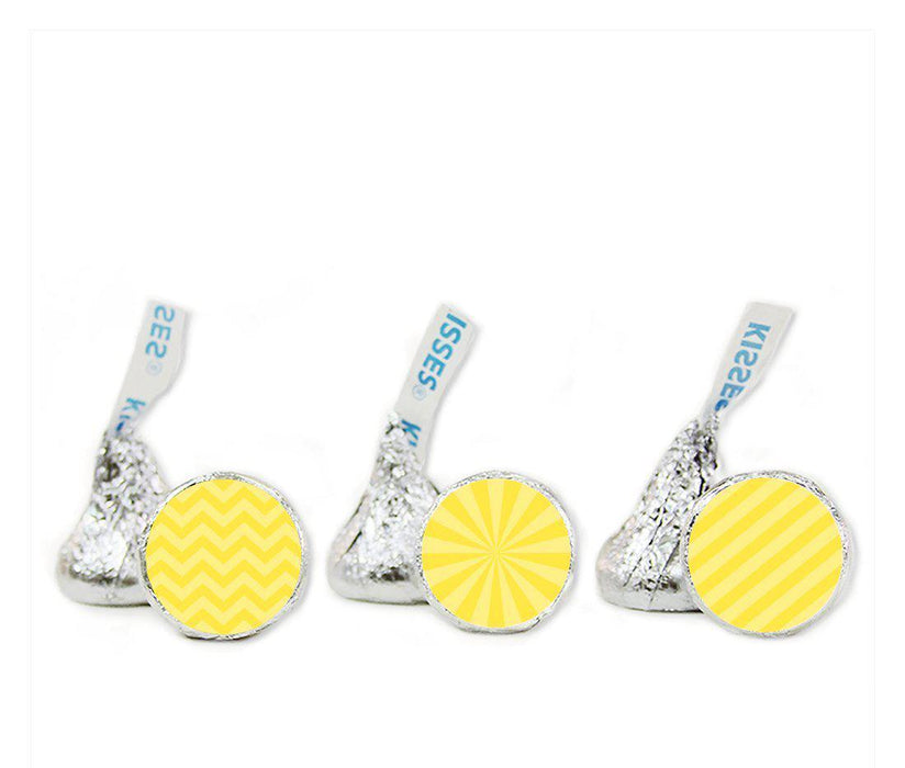 Shadow Stripes, Starburst, Chevron Hershey's Kisses Stickers-Set of 216-Andaz Press-Yellow-