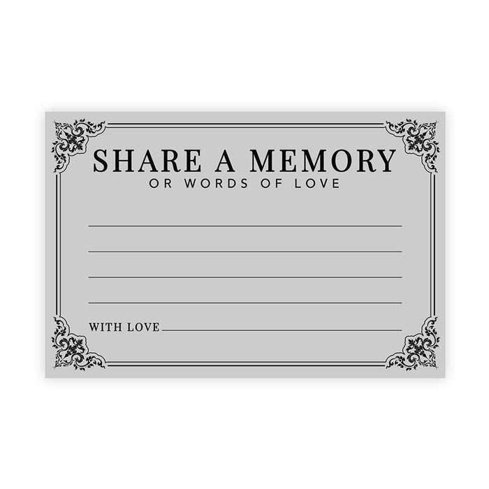 Share a Memory Cards, Cards for Wedding, Celebration of Life, Retirement, Design 2-Set of 52-Andaz Press-Black and Glitter Stripes-