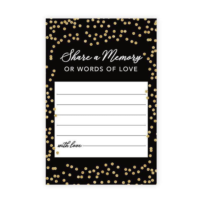 Share a Memory Cards, Cards for Wedding, Celebration of Life, Retirement, Design 2-Set of 52-Andaz Press-Black and Glitter Stripes-