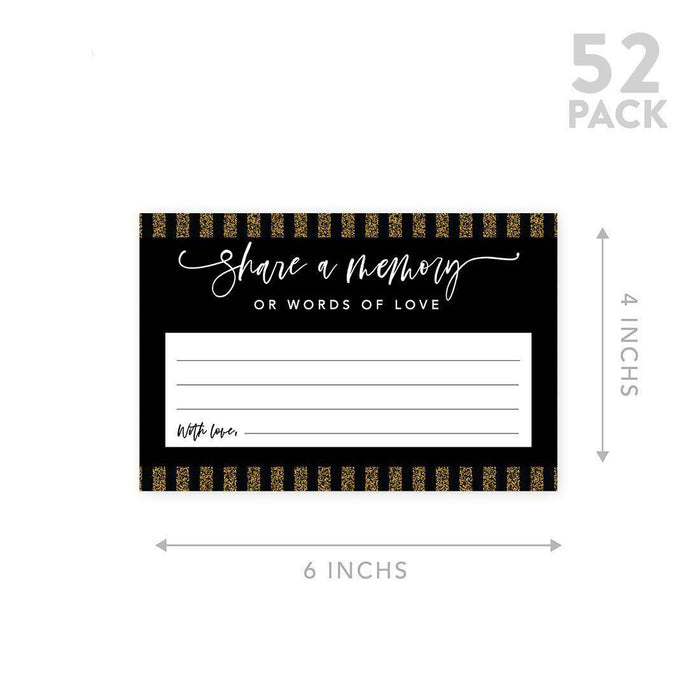 Share a Memory Cards, Cards for Wedding, Celebration of Life, Retirement, Design 2-Set of 52-Andaz Press-Black and Glitter Stripes-