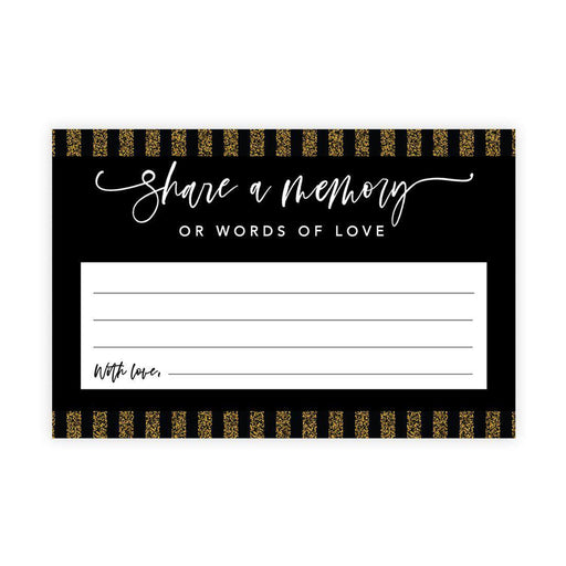 Share a Memory Cards, Cards for Wedding, Celebration of Life, Retirement, Design 2-Set of 52-Andaz Press-Black and Glitter Stripes-