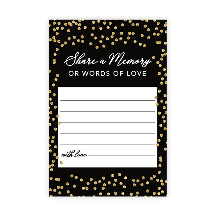 Share a Memory Cards, Cards for Wedding, Celebration of Life, Retirement, Design 2-Set of 52-Andaz Press-Black and Gold Glitter-