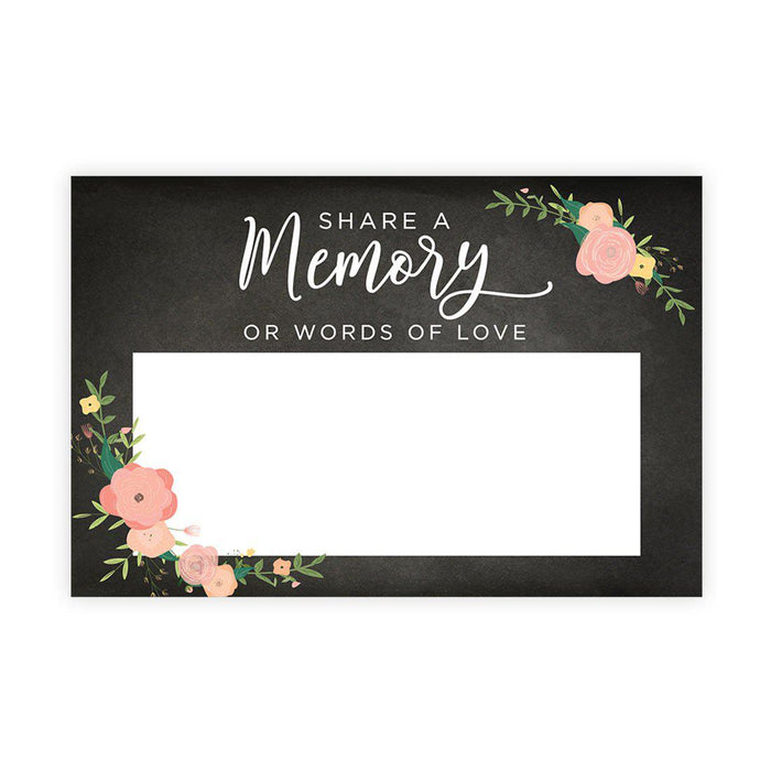 Share a Memory Cards, Cards for Wedding, Celebration of Life, Retirement, Design 2-Set of 52-Andaz Press-Chalkboard Pink Coral Floral Roses-