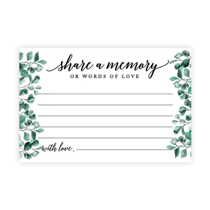 Share a Memory Cards, Cards for Wedding, Celebration of Life, Retirement, Design 2-Set of 52-Andaz Press-Eucalyptus Border-