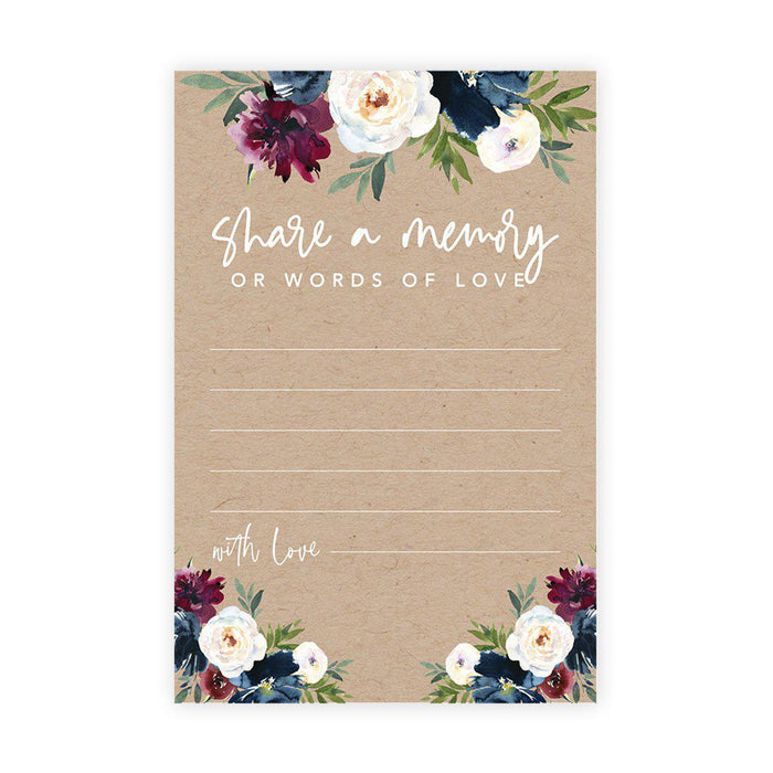Share a Memory Cards, Cards for Wedding, Celebration of Life, Retirement, Design 2-Set of 52-Andaz Press-Kraft Brown Fall Florals-