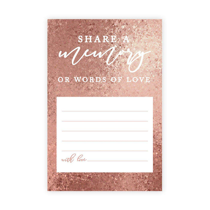 Share a Memory Cards, Cards for Wedding, Celebration of Life, Retirement, Design 2-Set of 52-Andaz Press-Rose Gold Glitter-