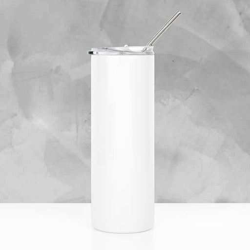 Skinny Tumbler White Stainless Steel Tumbler with Lid and Metal Straw Bulk- Sublimation Blanks Products-Set of 25-Andaz Press-