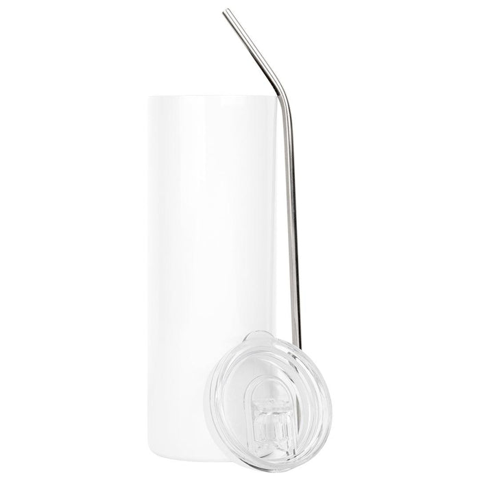 Skinny Tumbler White Stainless Steel Tumbler with Lid and Metal Straw Bulk- Sublimation Blanks Products-Set of 25-Andaz Press-