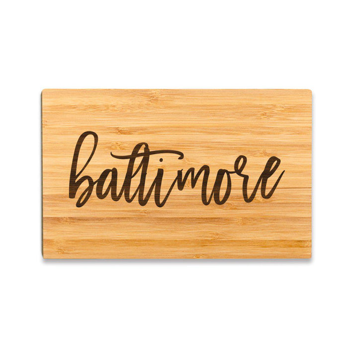 Small Engraved City Country Bamboo Wood Cutting Board, Calligraphy-Set of 1-Andaz Press-Austin-